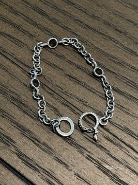 Anthony Nak 925 Sterling Silver Smoky Quartz Bracelet 7” 9.8g